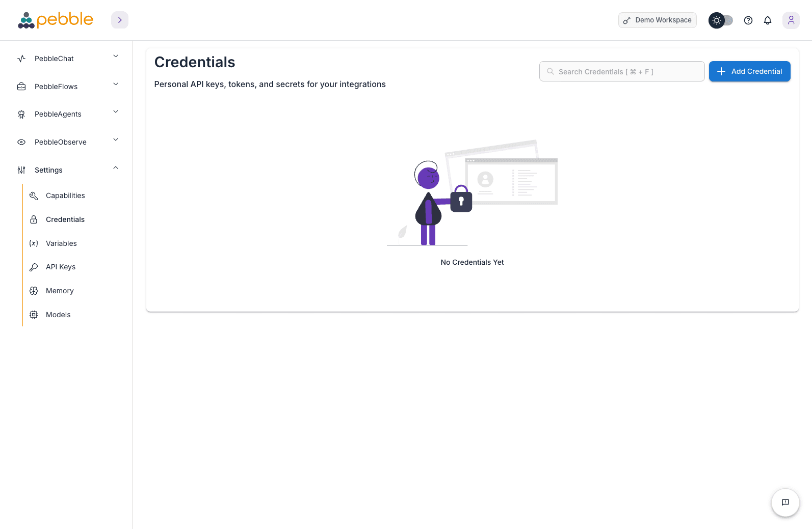 Personal Credentials page