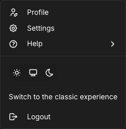 Appearance controls in the profile menu