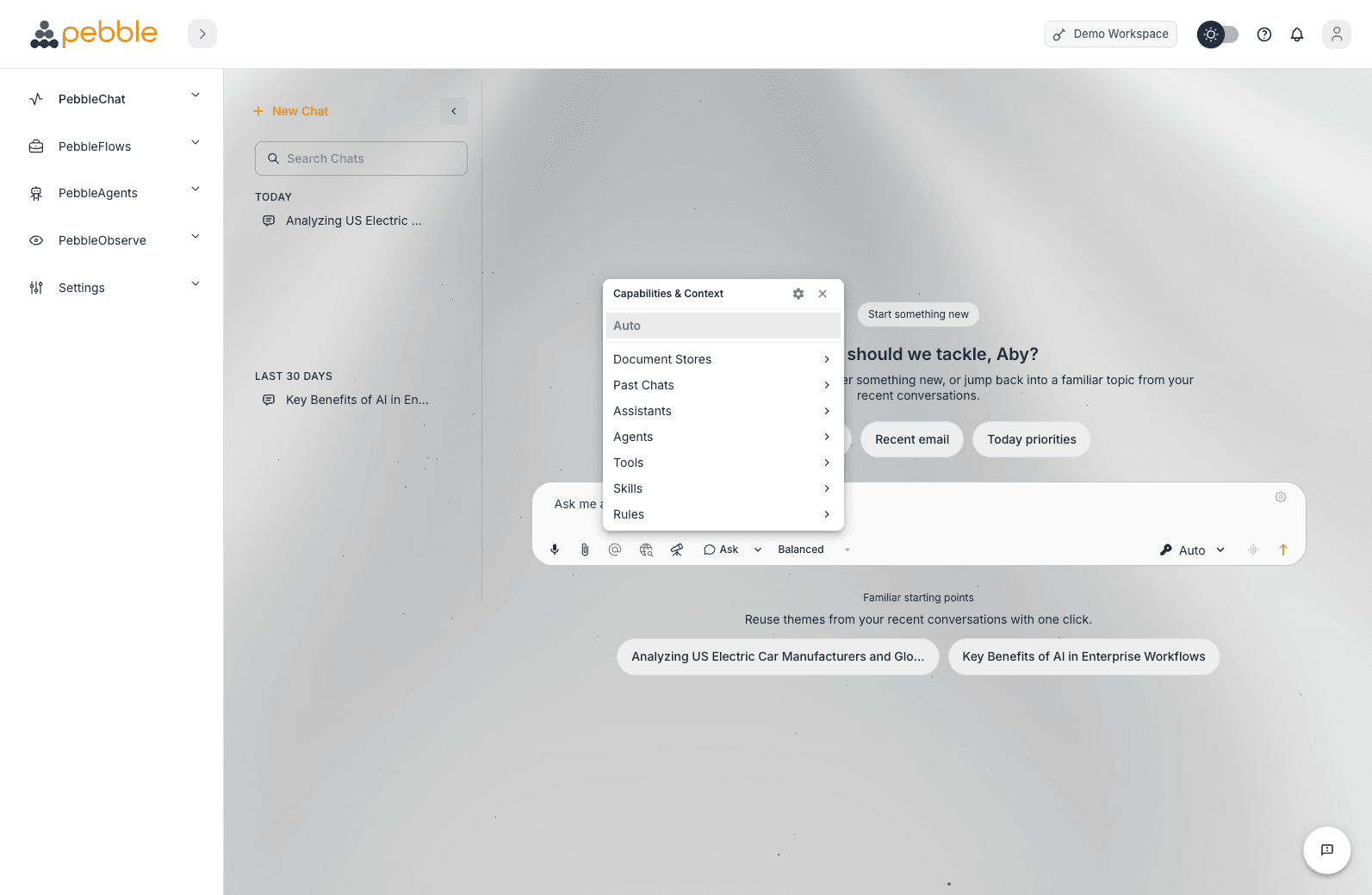 Capabilities & Context menu