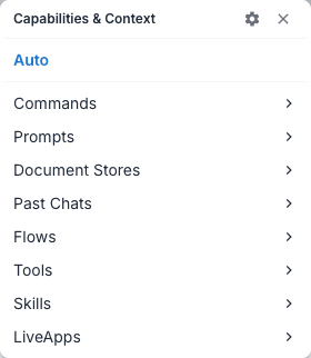 Capabilities & Context menu