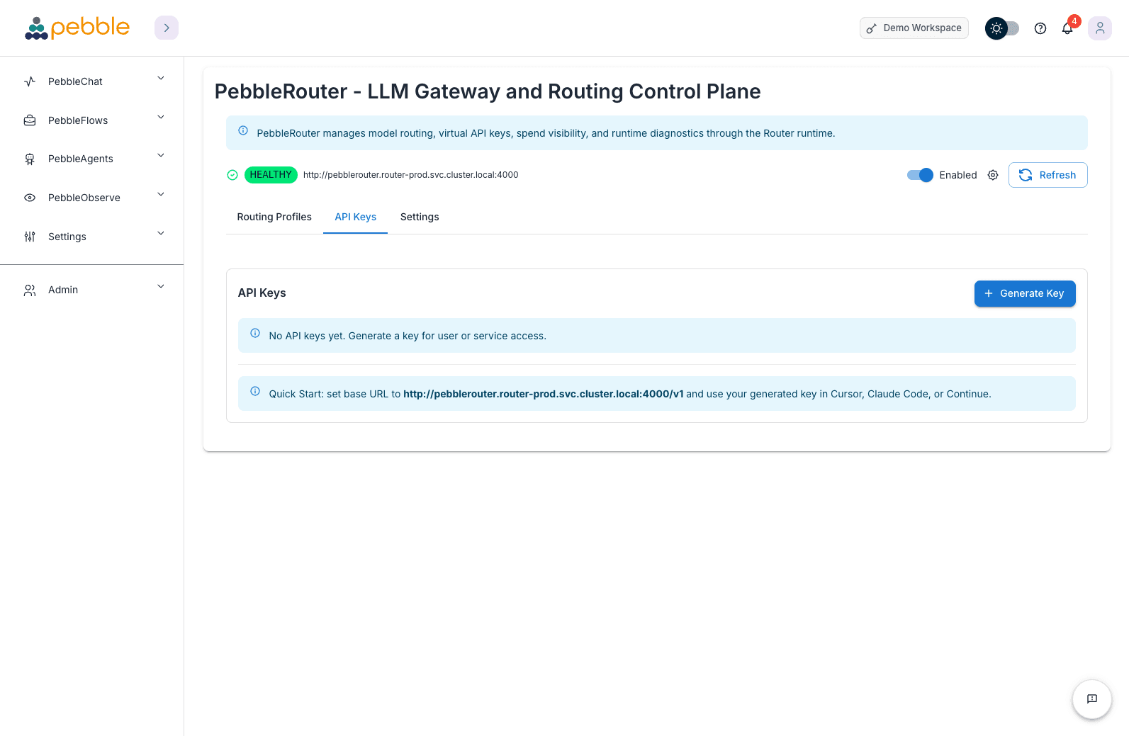 PebbleRouter API Keys
