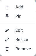 The shortcut tile context menu
