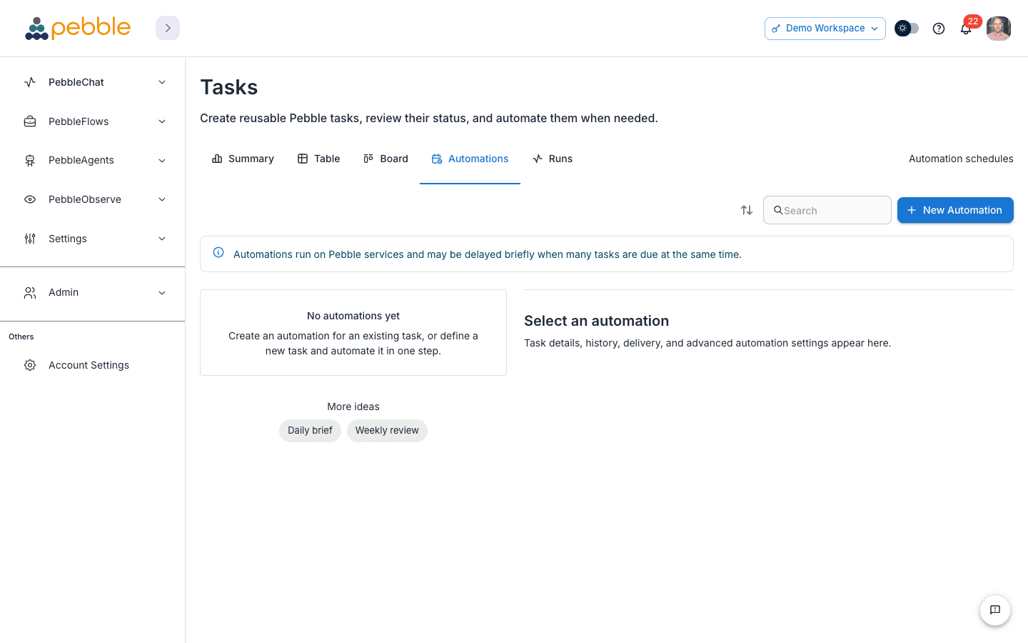 The Automations tab