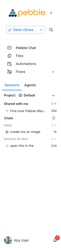 Conversation history sidebar
