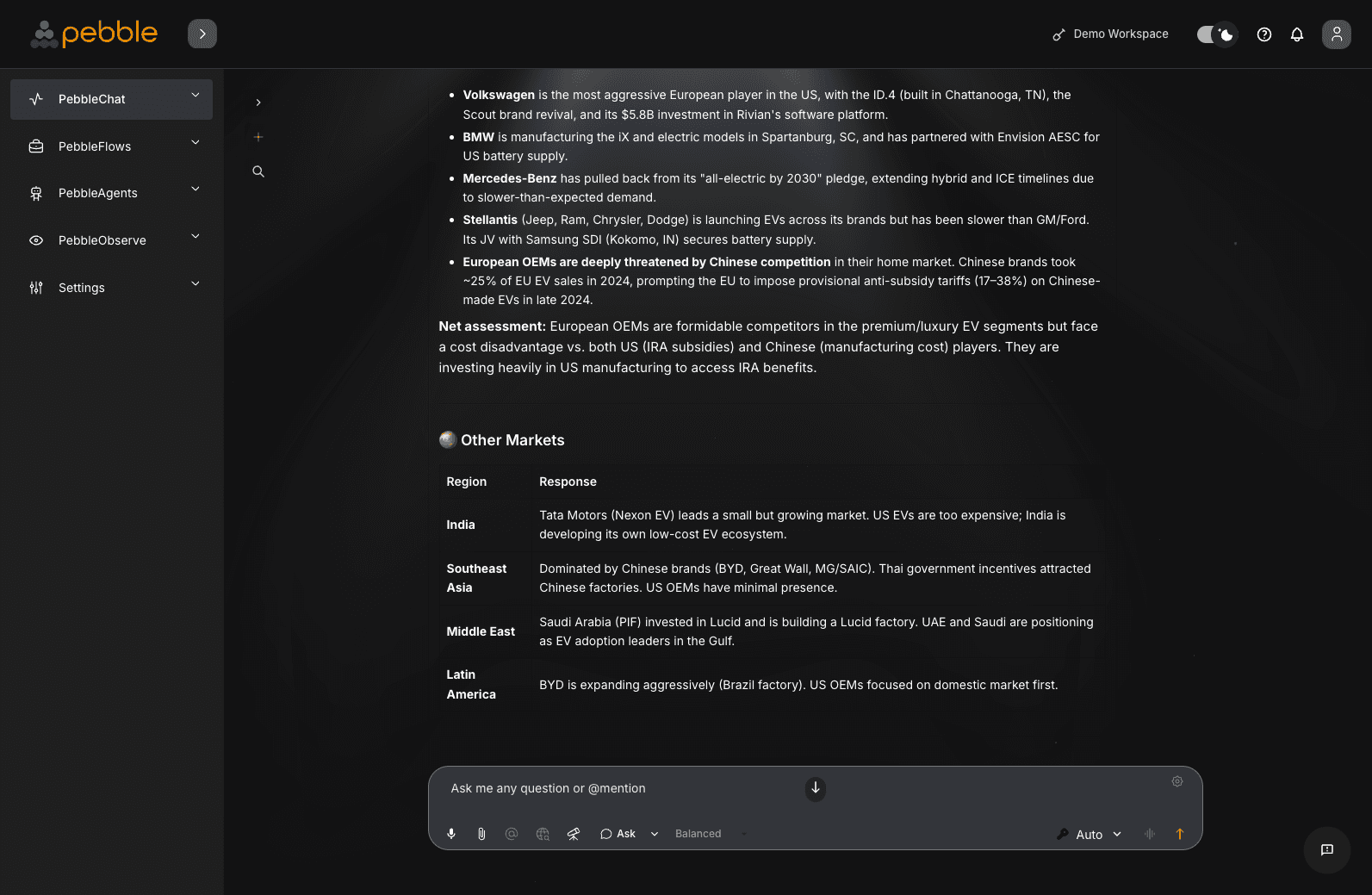 Dark mode in PebbleChat