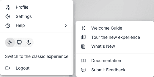 Help menu fly-out