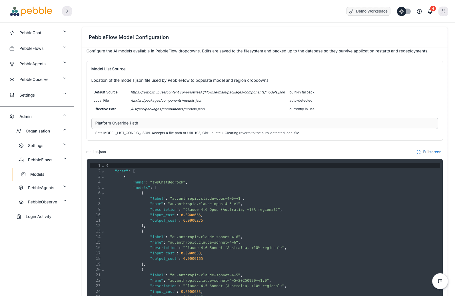 PebbleFlows Model Configuration