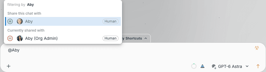 The people picker with Share this chat with and Currently shared with groups