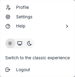 Profile fly-out menu